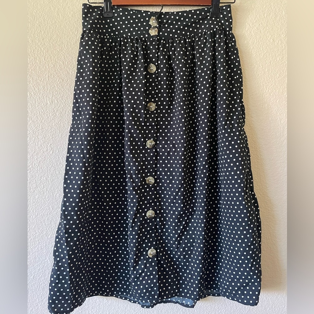 Influence Polka Dot Button Midi Skirt